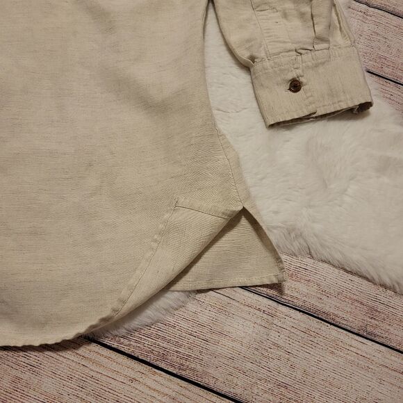 Van Heusen studio cream color collard button-down shirt - Picture 6 of 8